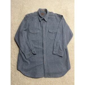 St. John's Bay Men's 2XLT Button-Up Gray Flannel Shirt Long Sleeve Casual Preppy